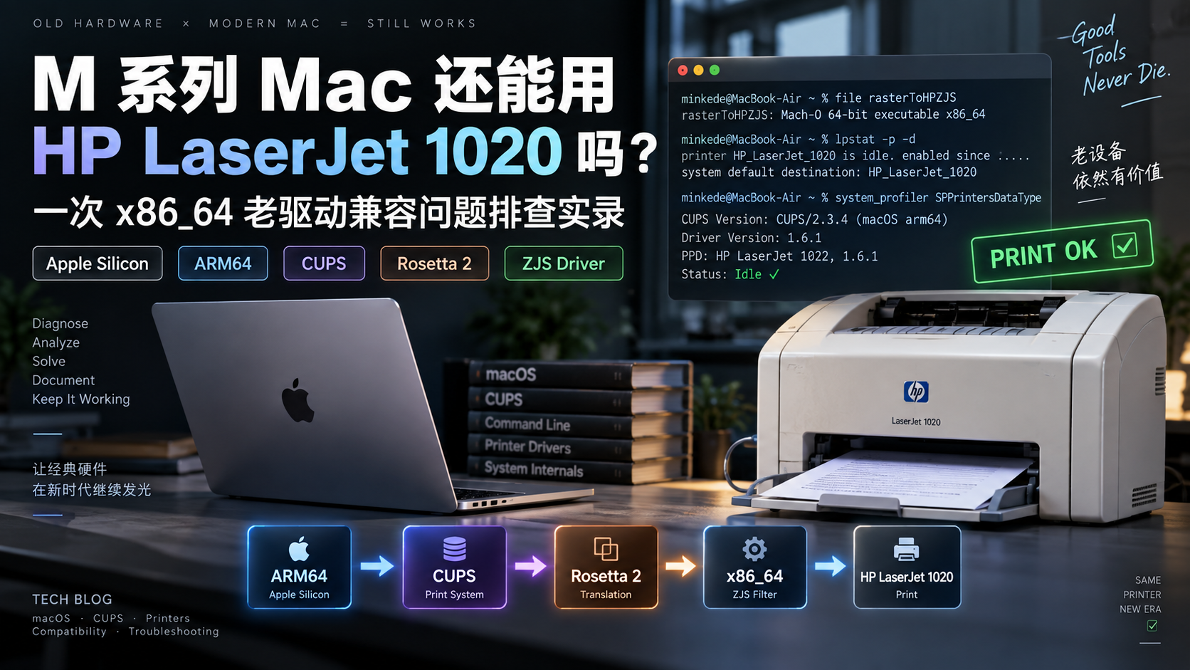 M 系列 Mac 还能用 HP LaserJet 1020 吗?一次老打印机驱动兼容问题排查实录