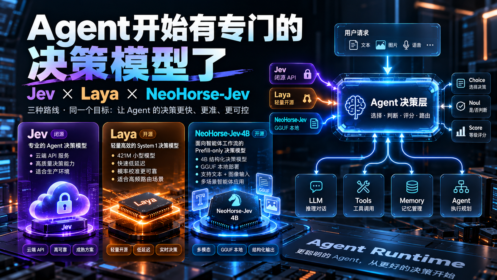 Agent开始有专门的决策模型了:Jev、Laya与NeoHorse-Jev怎么选?