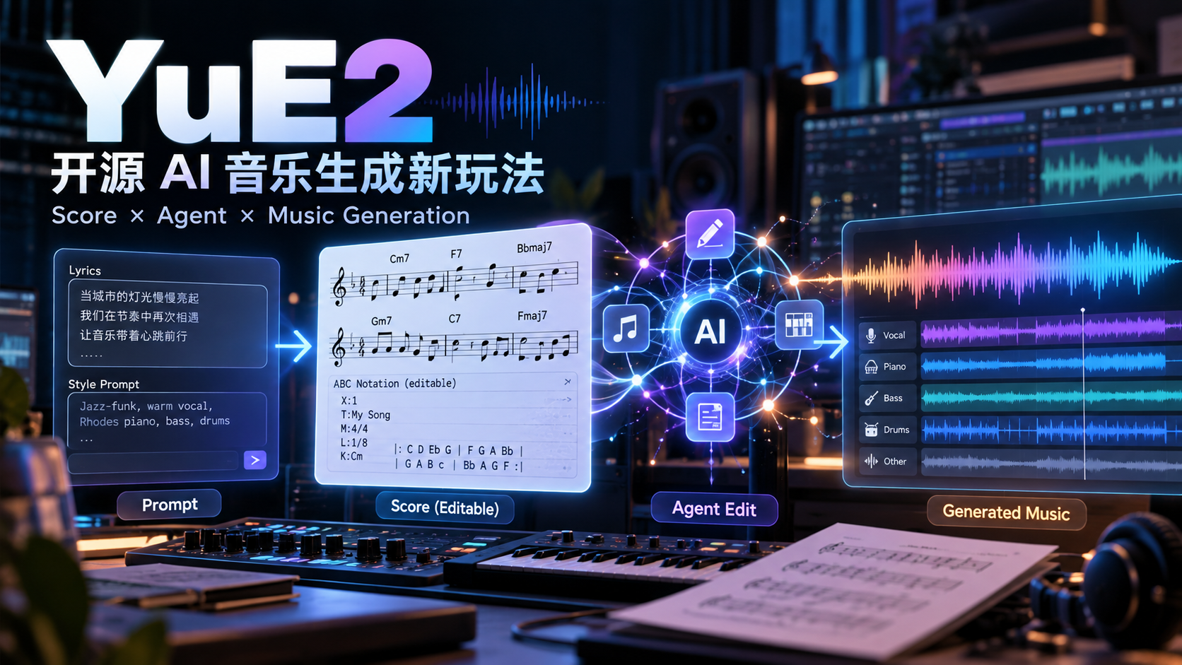YuE2:当开源音乐生成开始理解乐谱与 Agent 编辑