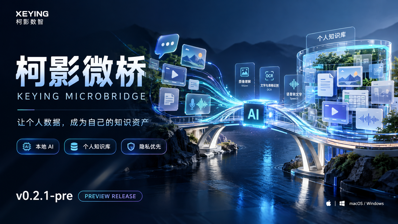柯影微桥 v0.2.1-pre:本地 AI 与个人知识库正式加入